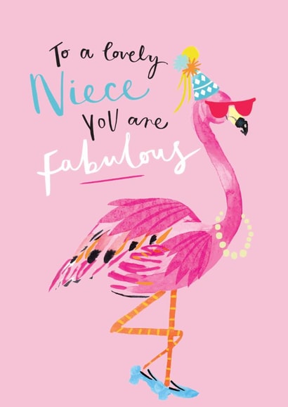 Glam Fabulous Flamingo Birthday Card - For Niece - Party Animal created by Louise Tiler