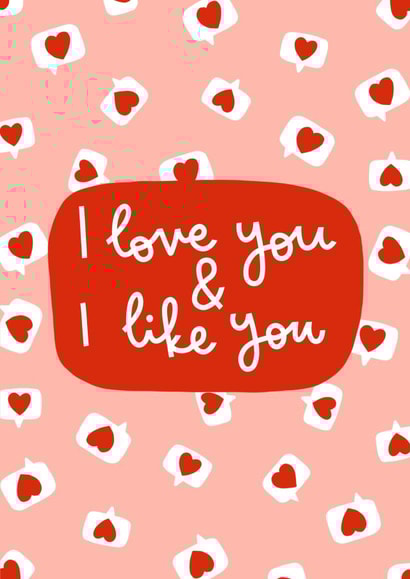Cute Hearts Anniversary Card / Valentines Day Card - I Love You & I Like You created by Oh, Laura