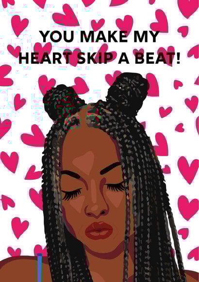 braids braided buns Valentines Day Card 39902 created by Tyra Cadogan