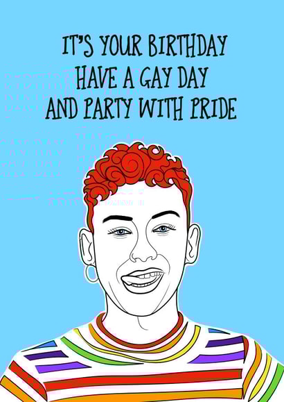 LGBTQ+ Birthday Card - Olly - Party With Pride created by Adam Regester
