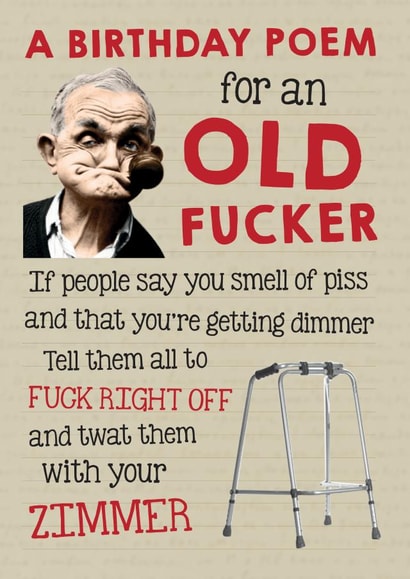 Rude Birthday Card - Old Fucker created by Kelly Hunt Designs