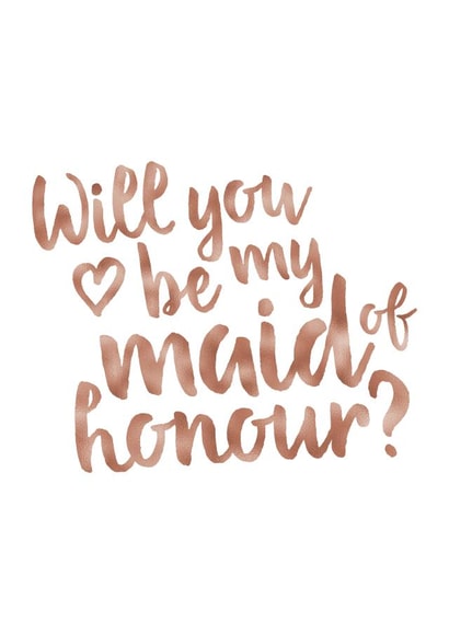 Maid Of Honour Proposal Card - Will You Be My Maid Of Honour - Rose Gold Wedding created by Wild Moon Wedding Stationery