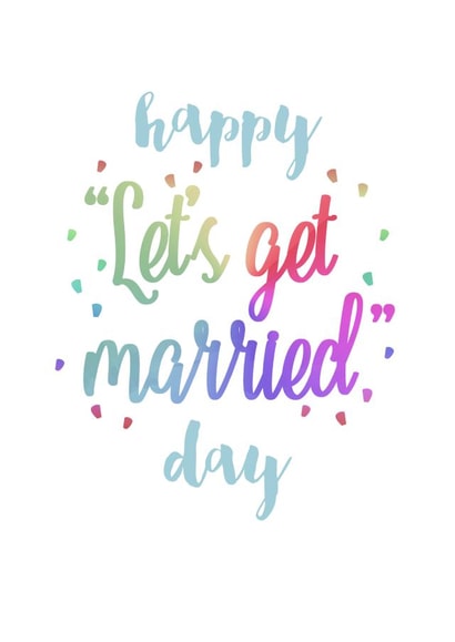 Happy let's get married day - rainbow confetti card created by Ruby Wren Designs
