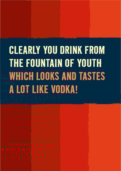 Funny vodka lovers birthday card created by The Typecast Gallery
