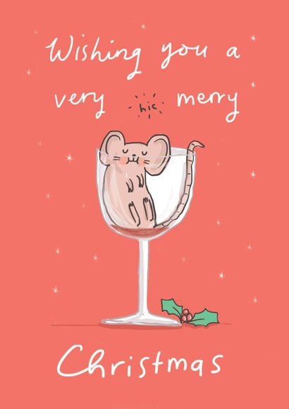 Cute mouse Christmas card - drunk mouse - mulled wine created by Sarah Ray