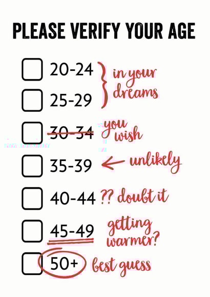 verify age Birthday Card 9898 created by Jon Hall Design