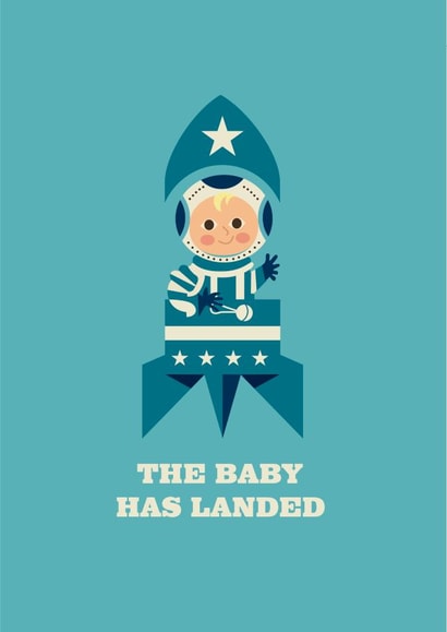 The baby has landed new baby congratulations card created by The Typecast Gallery