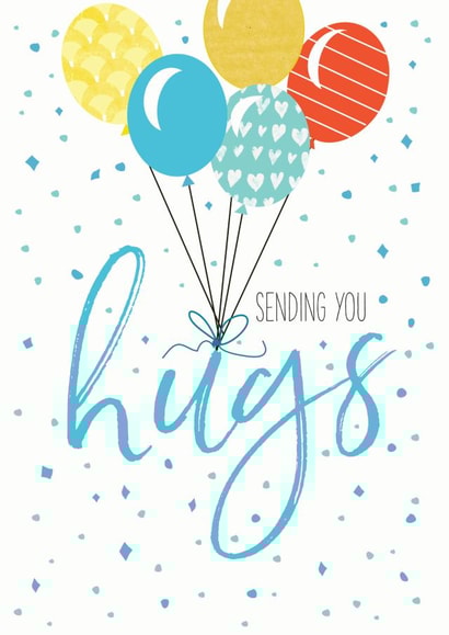 Balloons and Hugs fun card created by Clare Joys