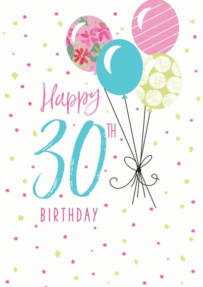 Classic 30th Birthday Card - Balloons - For Her created by Clare Joys