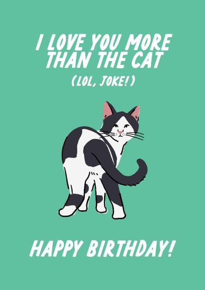 Love you more than the cat funny Birthday card, Pet Owner created by The Marmalade Cat