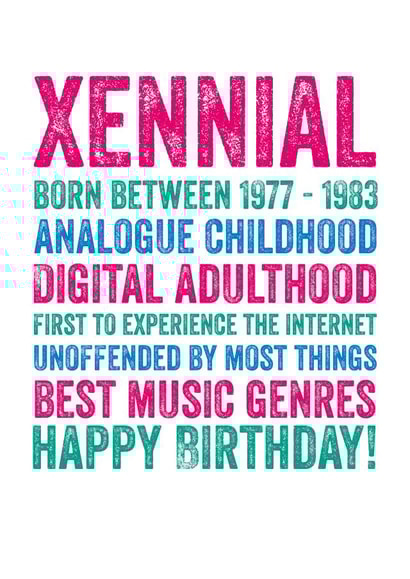 Xennial Birthday card  created by Do You Punctuate?