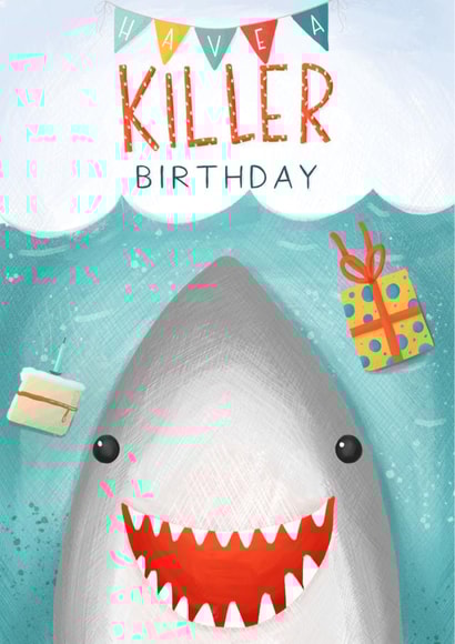 Cute Birthday Card - For Him - Shark created by Claire Lefevre