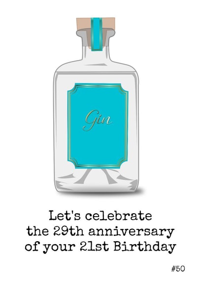 gin 50 Birthday Card 2657 created by Doodle Dot Design Co