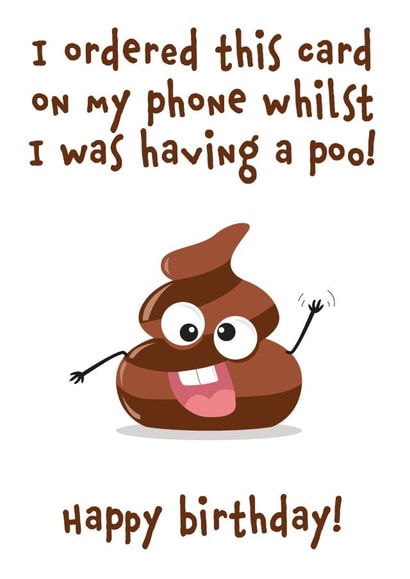 poo smartphone Birthday Card 15838 created by Fat Pug Greetings