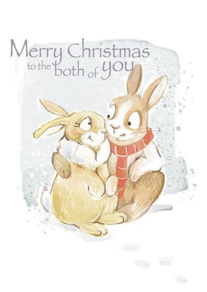 bunny rabbits Christmas Card 24504 created by Deborah Partington