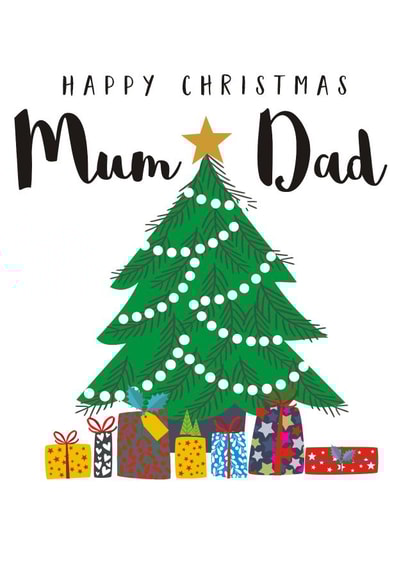 Jolly Christmas Tree - Mum and Dad - Parents - Cute - Presents Under The Tree - Gifts Under The Tree - Classic - Christmas Card created by Claire Giles