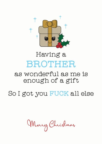 Rude Christmas card - brother - gift created by Silly Prints