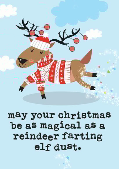 Reindeer Farting Christmas Card 6002 created by Mrs Best Paper Co.