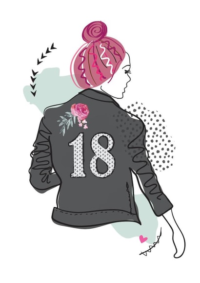 18 leather jacket Birthday Card 15174 created by Mad Philomena