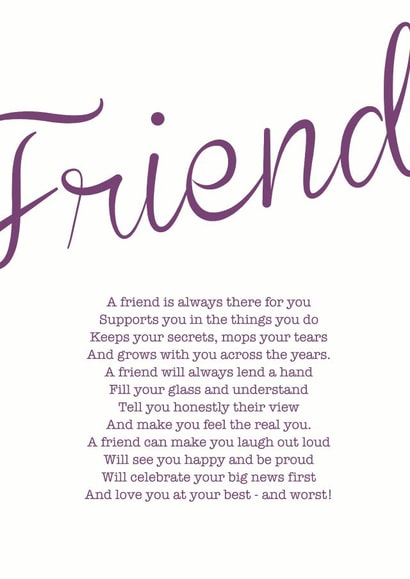 friend poem Just because Card 8695 created by Joanna Miller