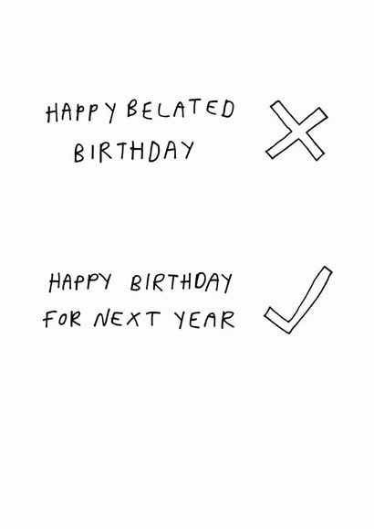 belated late Birthday Card 6659 created by Redback Cards