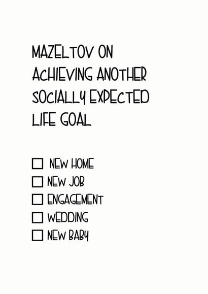 Mazeltov on another socially expected life goal - New job, engagement, wedding congratulations card created by Little Lisa Designs