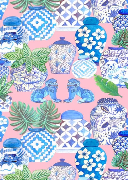 Chinese ginger jar blank card Chinese ginger jar Card 32062 created by Magenta Rose Designs