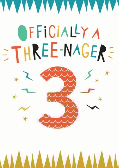 threenager 3 Birthday Card 16085 created by Dotty Black