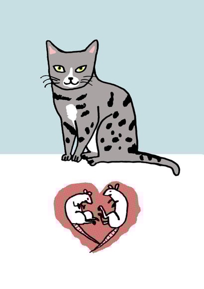 cat mice Valentines Day Card 4854 created by LIKKS Greeting Cards