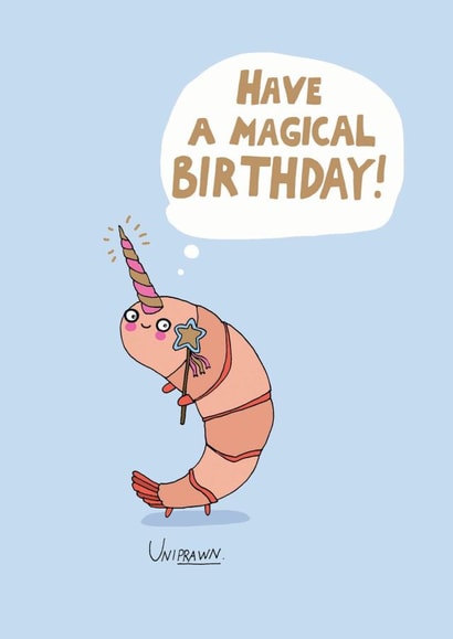 prawn uniprawn Birthday Card 10256 created by Forever Funny