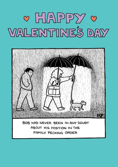 doubt postion Valentines Day Card 24609 created by Off The Leash Cartoons by Rupert Fawcett