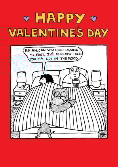 dog mood Valentines Day Card 24610 created by Off The Leash Cartoons by Rupert Fawcett
