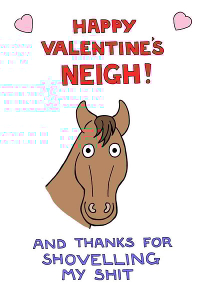 neigh from the horse Valentines Day Card 24612 created by Off The Leash Cartoons by Rupert Fawcett