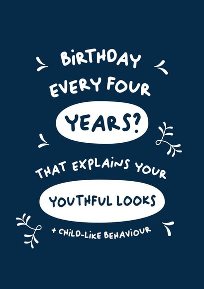 Funny card for a leap year birthday created by PaperJam Print Co.