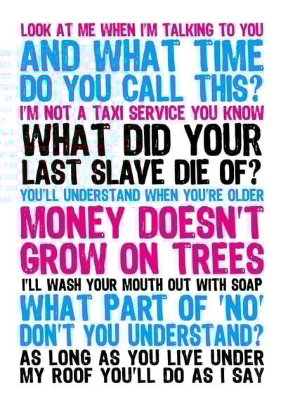 Funny Mum Sayings Card created by Lazy Mice