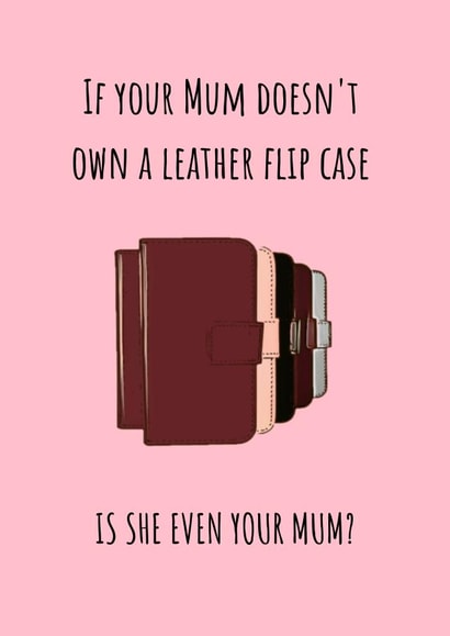 leather flip phone Mothers Day Card 12380 created by Original Fox Cards