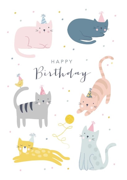 cats party hats Birthday Card 16238 created by Klara Hawkins