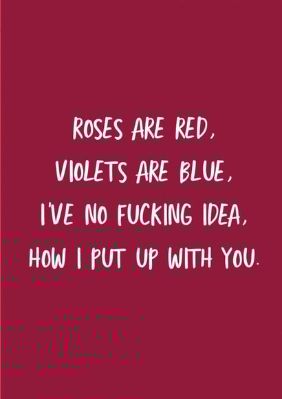 roses are red no fucking idea Valentines Day Card 39502 created by The Sweary Card Co