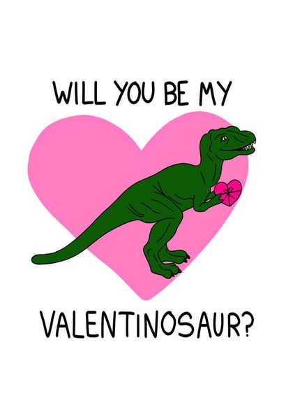 dinosaur dino Valentines Day Card 34466 created by Interrobang Art