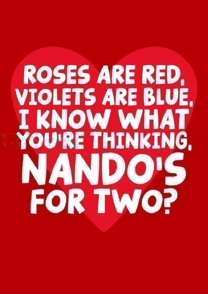 Cheeky Nandos Valentines Day Card - Funny Nandos Love Poem - Peri Peri Chicken created by Studio Doodles
