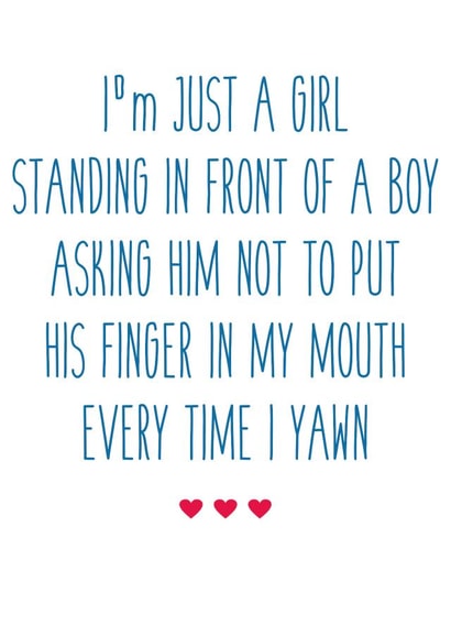 Funny Notting Hill Quote Anniversary Card / Valentines Day card - I'm Just A Girl Standing In Front Of A Boy created by Susiewuzie