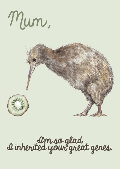 Mum's great genes kiwi illustration Mother's Day created by Wandering Laur