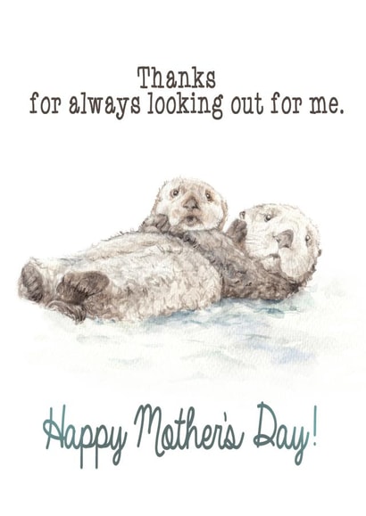 Happy Mother's Day Otter Watercolor Card created by Wandering Laur