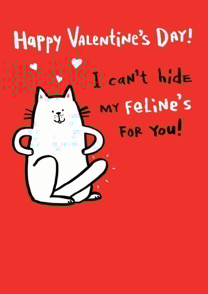 can't hide feline Valentines Day Card 39097 created by Hew Ma
