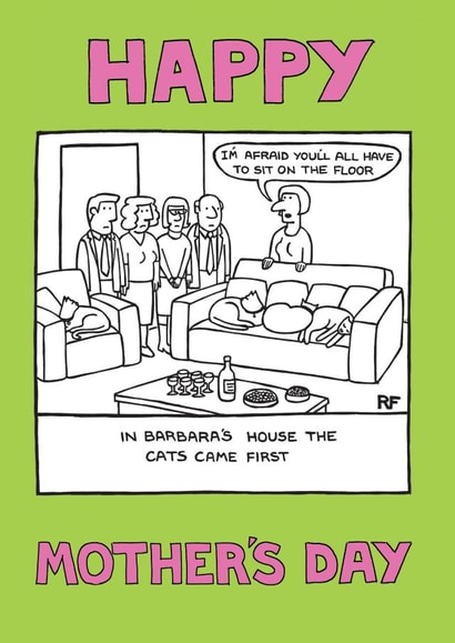 sit on the floor cat Mothers Day Card 1824 created by On The Prowl Cat Cartoons