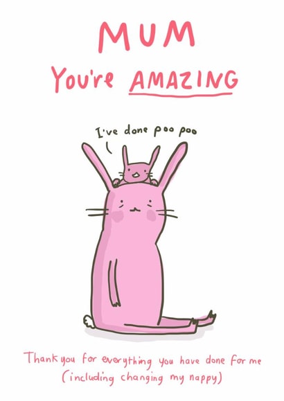 Cute Mother’s Day card - for new mums and to show appreciation - you’re amazing created by Sarah Ray