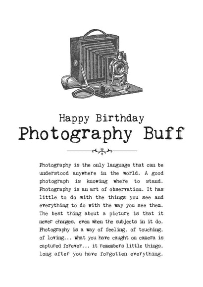 Happy Birthday Photography Buff created by Coulson Macleod