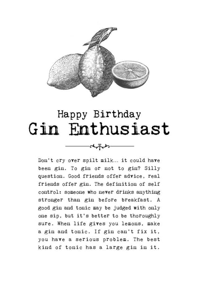 Happy Birthday Gin Enthusiast created by Coulson Macleod