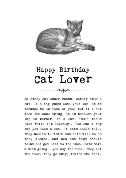 Happy Birthday Cat Lover created by Coulson Macleod