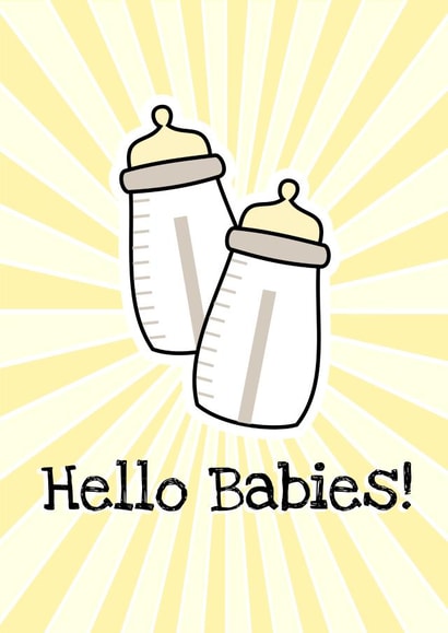 New Babies Multiple Births Card Yellow Baby Bottle created by Little Silverleaf
